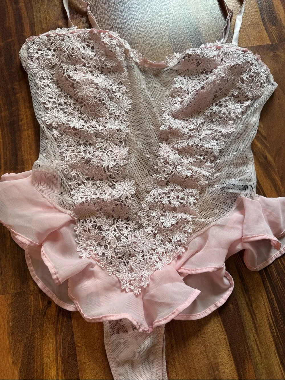 Fashion Nova Bedroom Dreams Mesh Embroidered Sleep Teddy in Blush